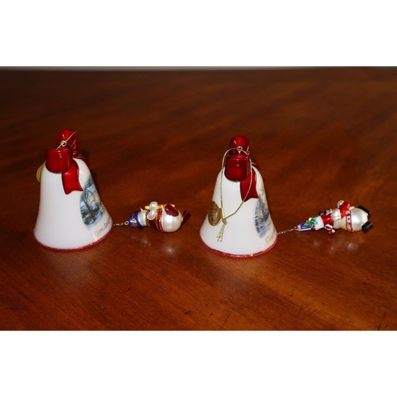 Thomas Kinkade Ringing in Holiday Christmas Bell Ornaments With Snowmen LOT#5 - Picture 6 of 13